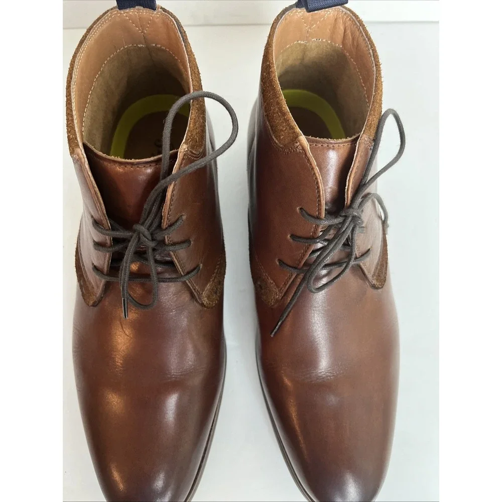 Florsheim Mens Uptown Chukka Boots US 8.5W Cognac Brown Leather‎ Lace Up Shoes